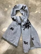 Cotton Linen Embroidery Color Block Scarf